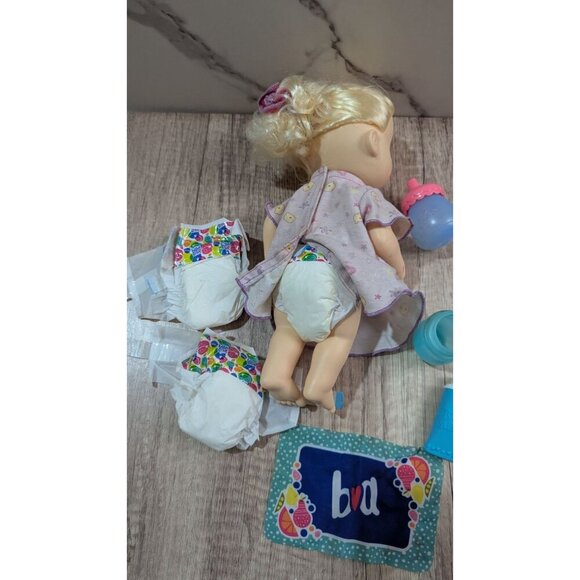 Baby Alive Doll Blonde Hair W/ Accessories Diapers Bottle Dress Pretend Play Toy - Picture 7 of 8